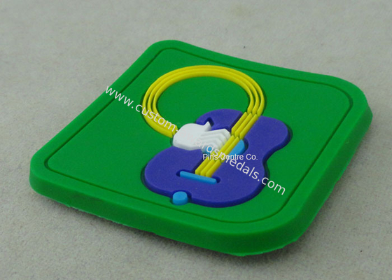 Soft PVC Awards 2D PVC Coaster Fridge Magnet , Green Plastic 3D Keychain