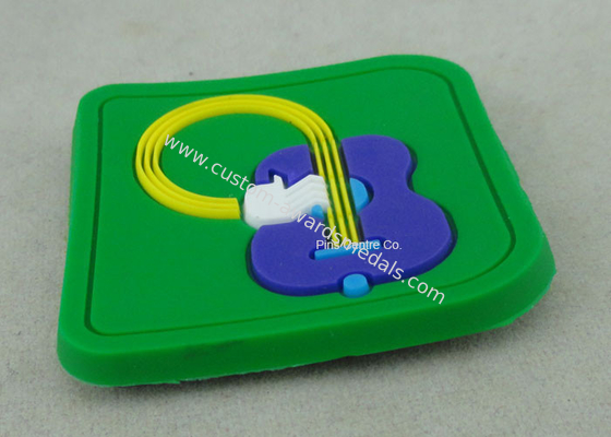 Soft PVC Awards 2D PVC Coaster Fridge Magnet , Green Plastic 3D Keychain