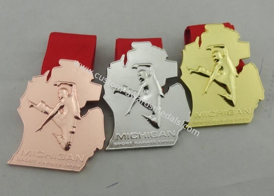 Zinc Alloy Karate Die Cast Medals 3D With Printing Logo For Sport Meeting