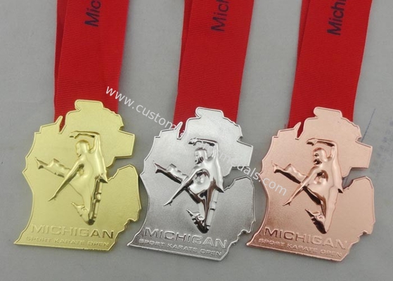 Zinc Alloy Karate Die Cast Medals 3D With Printing Logo For Sport Meeting