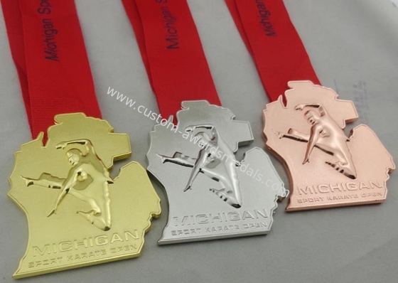 Zinc Alloy Karate Die Cast Medals 3D With Printing Logo For Sport Meeting