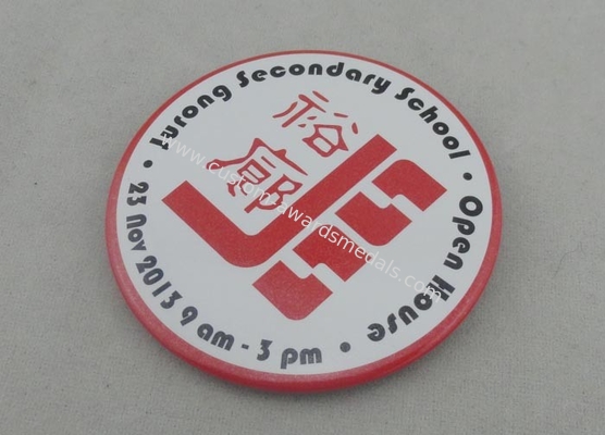 School Bottom Souvenir Badges With Iron Tin Printing And Brooch Pin For Holiday