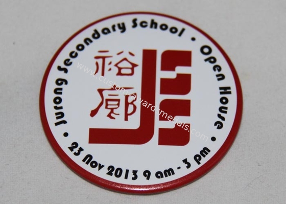 School Bottom Souvenir Badges With Iron Tin Printing And Brooch Pin For Holiday