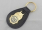 Brass Personalized Leather Keychains With Gold Plating , US Agent Leather Key Chain