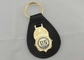 Brass Personalized Leather Keychains With Gold Plating , US Agent Leather Key Chain