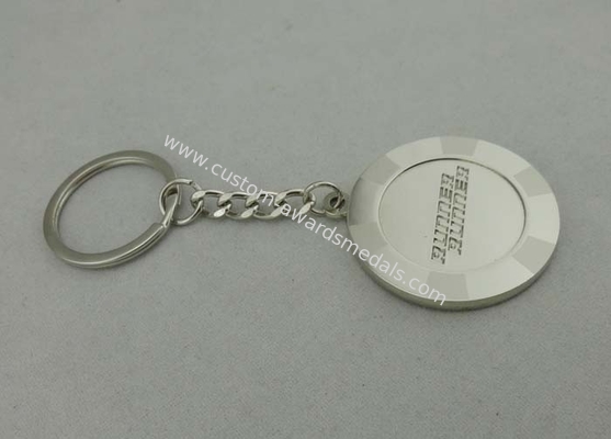 Engraved Key Chain with Brass Stamped and Silver Plating for Promotional Gift