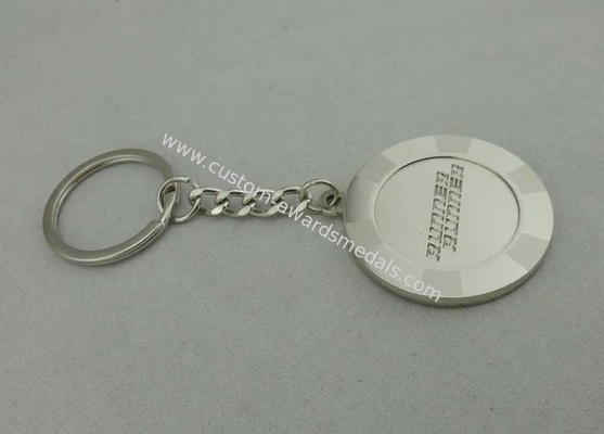 Engraved Key Chain with Brass Stamped and Silver Plating for Promotional Gift