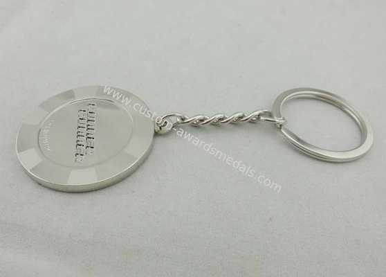 Engraved Key Chain with Brass Stamped and Silver Plating for Promotional Gift