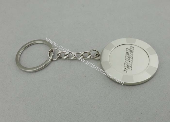 Engraved Key Chain with Brass Stamped and Silver Plating for Promotional Gift