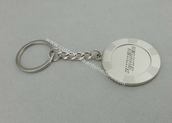 Engraved Key Chain with Brass Stamped and Silver Plating for Promotional Gift