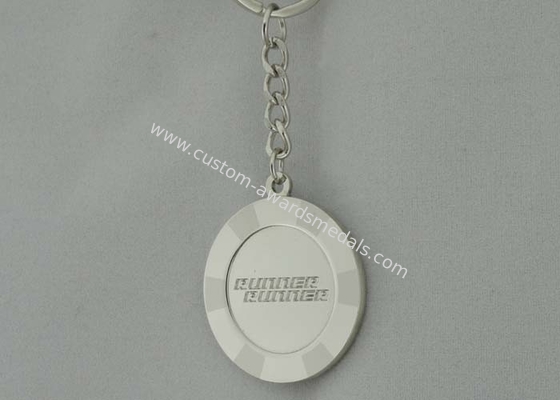 Engraved Key Chain with Brass Stamped and Silver Plating for Promotional Gift