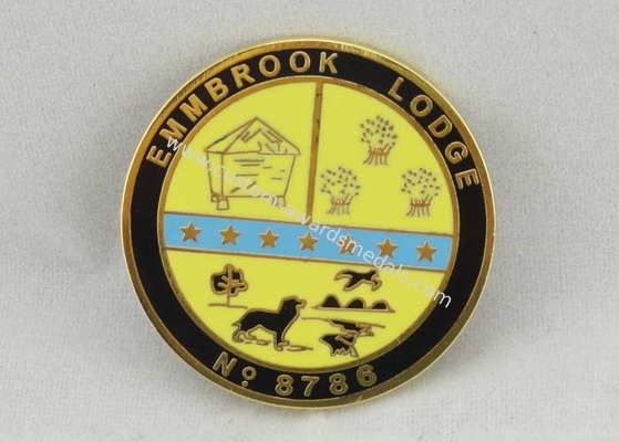 Zinc Alloy Lodge Imitation Hard Enamel Pin / Lapel Pin Badges With Gold Plating