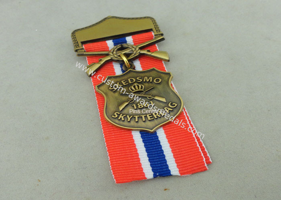 Zinc Alloy Military Awards Medals , 3D Die Casting Short Ribbon Medallions