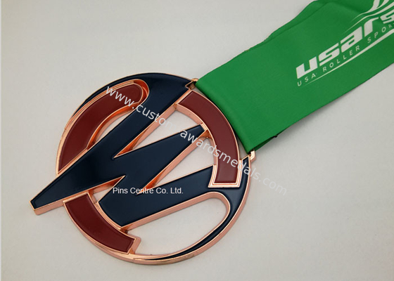 Personalized Ribbon Awards Medals Die Casting Soft Enamel Inner Cut