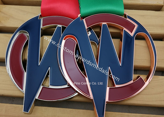 Personalized Ribbon Awards Medals Die Casting Soft Enamel Inner Cut