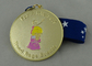 Gold Plating Road Rage Events Enamel Medal With Ribbon For Sport Meeting