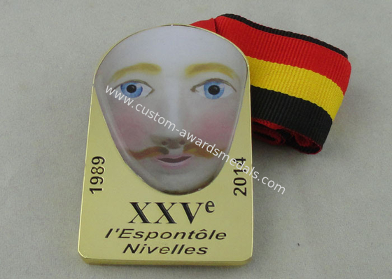 XXV I Espontole Nivelles Gold Plating Enamel Ribbon Medal 2.5 inch