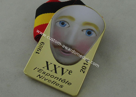 XXV I Espontole Nivelles Gold Plating Enamel Ribbon Medal 2.5 inch