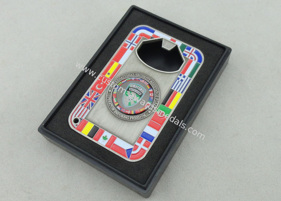 NATO OTAN Metal Personalized Coins With Bottle Opene And Antique Silver Plating