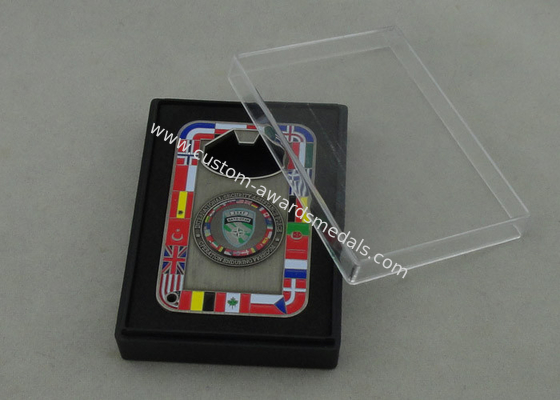 NATO OTAN Metal Personalized Coins With Bottle Opene And Antique Silver Plating