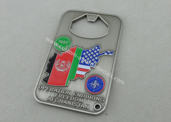 NATO OTAN Metal Personalized Coins With Bottle Opene And Antique Silver Plating