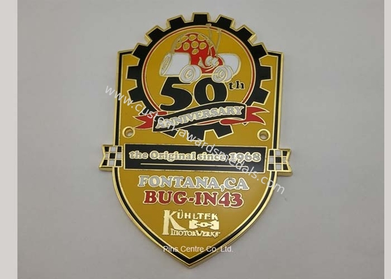 Gold Car Club Stamped Hard Enamel Medals , Customized Running Award Medals