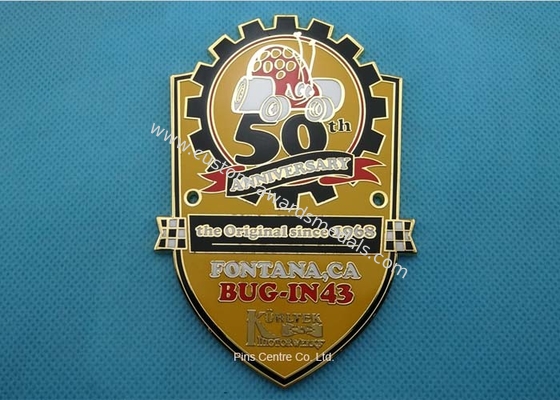 Gold Car Club Stamped Hard Enamel Medals , Customized Running Award Medals