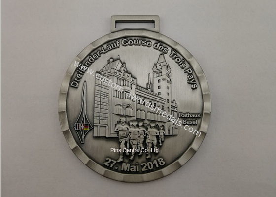 Marathon Running Award Medals By Stamping , Full Relief Zinc Alloy Enamel Medals