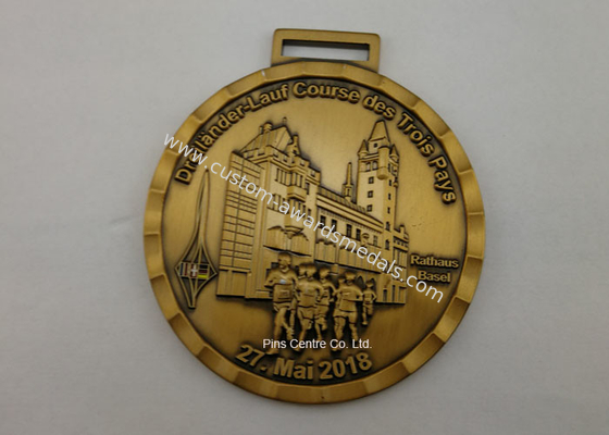 Marathon Running Award Medals By Stamping , Full Relief Zinc Alloy Enamel Medals