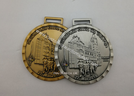 Marathon Running Award Medals By Stamping , Full Relief Zinc Alloy Enamel Medals