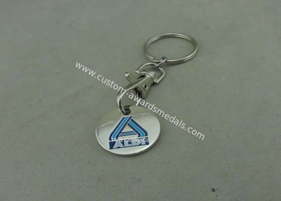 Promotional Trolley Coin Keychain , Die Struck Customized Enamel Token