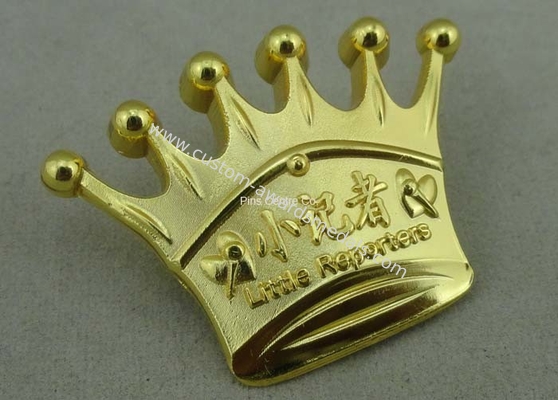 3D Crown Brass Die Stuck Soft Enamel Pin Gold Plating Logo Customized