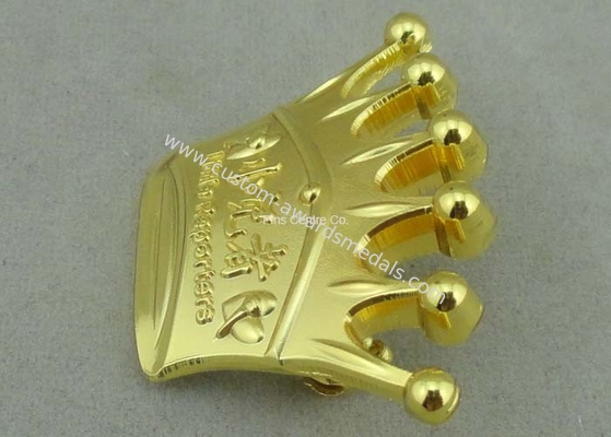 3D Crown Brass Die Stuck Soft Enamel Pin Gold Plating Logo Customized