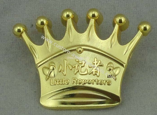 3D Crown Brass Die Stuck Soft Enamel Pin Gold Plating Logo Customized