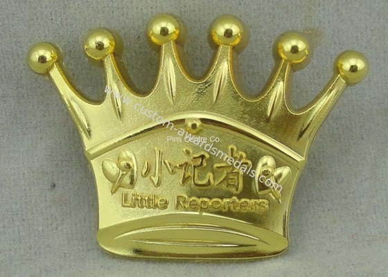 3D Crown Brass Die Stuck Soft Enamel Pin Gold Plating Logo Customized