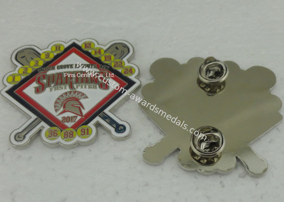 Die Stamped Memorial Metal Religious Lapel Pins / Zinc Alloy Base Ball Sports Pins