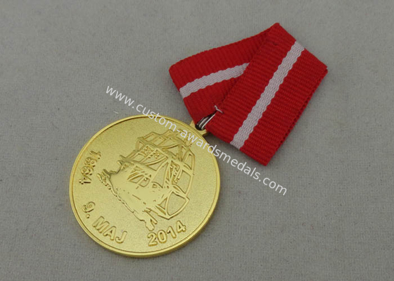 Die Stamped Custom Awards Medals Brass With Gold Plating And Special Ribbon