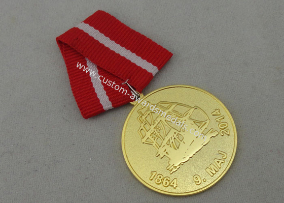 Die Stamped Custom Awards Medals Brass With Gold Plating And Special Ribbon