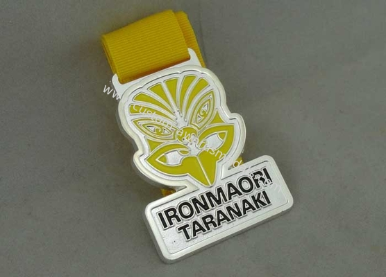 Iron man running Ribbon Medals Die Casting With Soft Enamel And Printing Ribbon