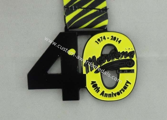 Mentone Printing Ribbon Medals Custom Die Black Plating 80 mm soft enamel