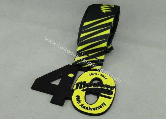 Mentone Printing Ribbon Medals Custom Die Black Plating 80 mm soft enamel