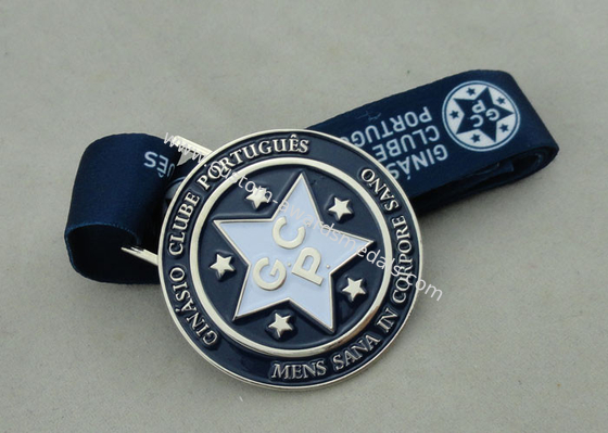 Zinc Alloy Soft Enamel Medal With Long Ribbon , Nickel Plating OEM ODM