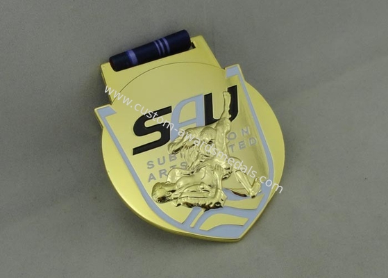 Marathon Ribbon Medals Die Casting With Soft Enamel , 3D Gold Plating