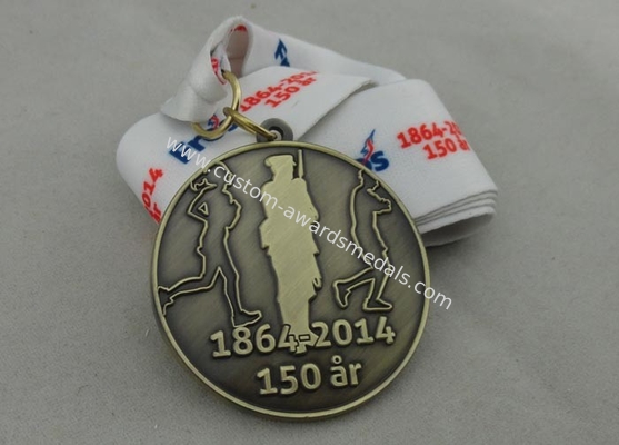 Marathon Sport Meeting Printing Ribbon Medal Antique Brass Plating