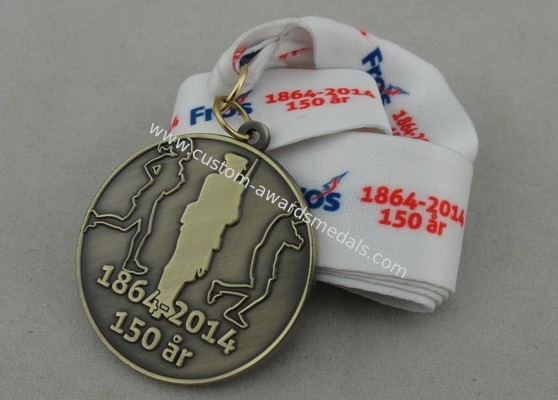 Marathon Sport Meeting Printing Ribbon Medal Antique Brass Plating