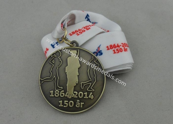 Marathon Sport Meeting Printing Ribbon Medal Antique Brass Plating