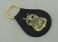 Die Stamping Personalized Leather Keychains With 3D Antique Brass Emblem