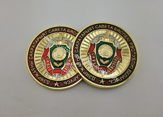 Flat Or Double Back Personalized Gold Coins , 3D Zinc Alloy Navy Transparent Enamel Coin