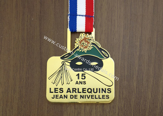 Personalized Metal Enamel Medallions , Running Awards Ribbon Medals For Kids