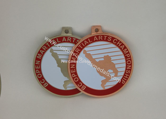 Brass Stamped Hard Enamel Karate Medals , Customized Swimming Awards Taekwondo Medals